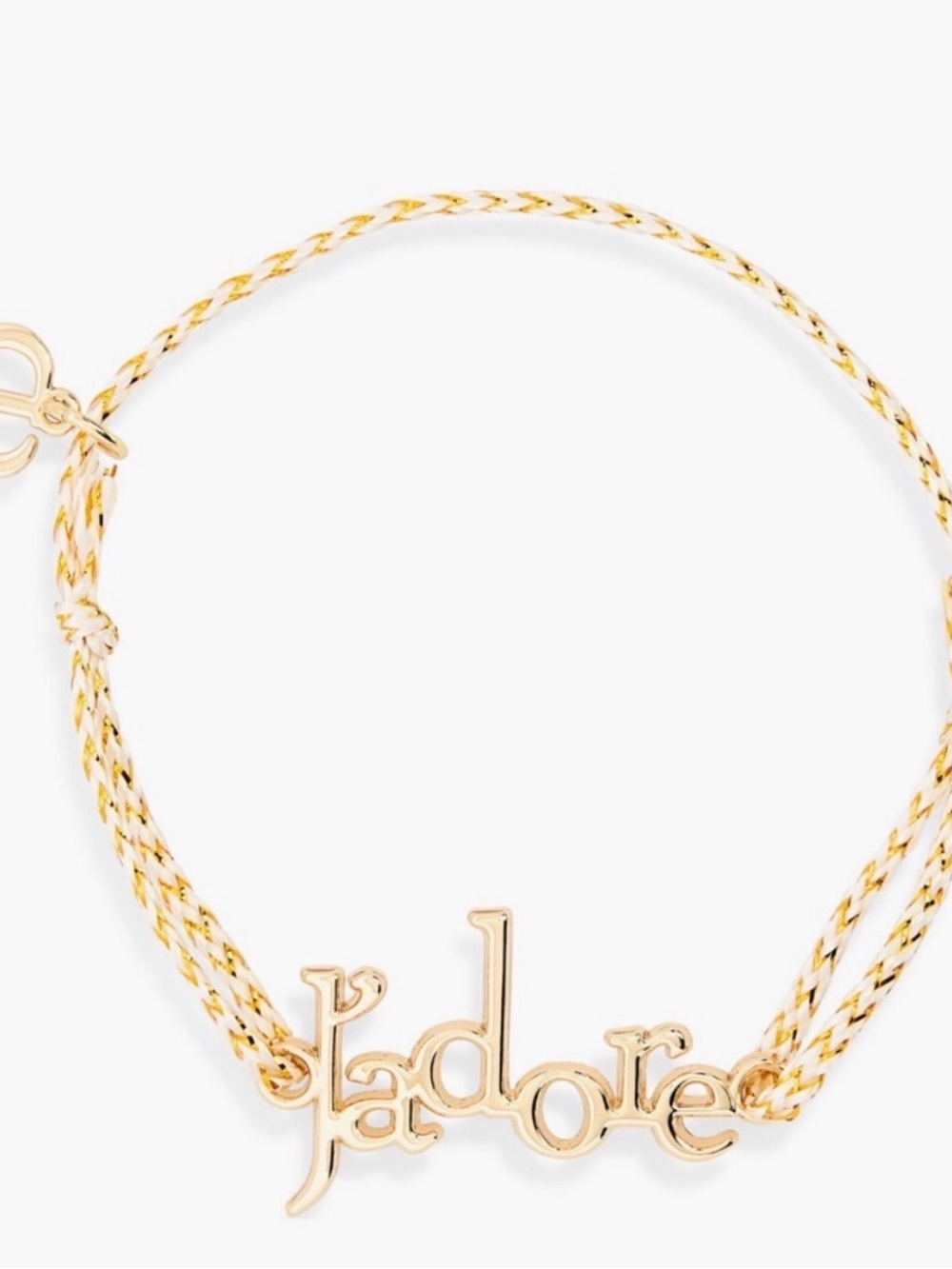 Dior Gold J'adore Script Bracelet with Braided Cord from the new intense release
